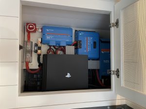 Custom skoolie conversion off-grid Victron solar system