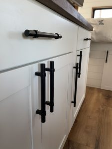 Skoolie bus conversion kitchen cabinet handles