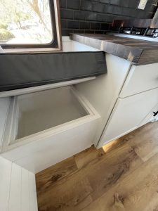 Skoolie conversion custom storage