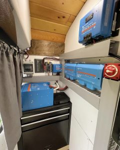 Victron off-grid solar install in custom build skoolie